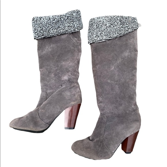 𝅺GRAY Faux Suede Boots - Picture 1 of 13